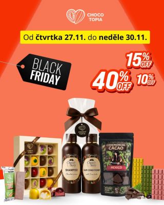 Pozor, pozor! Black Friday je tady!🔥 Až -40 % na naše bean-to-bar čokolády, čokoládovou kosmetiku i ceremoniální kakao!😍 🎁...